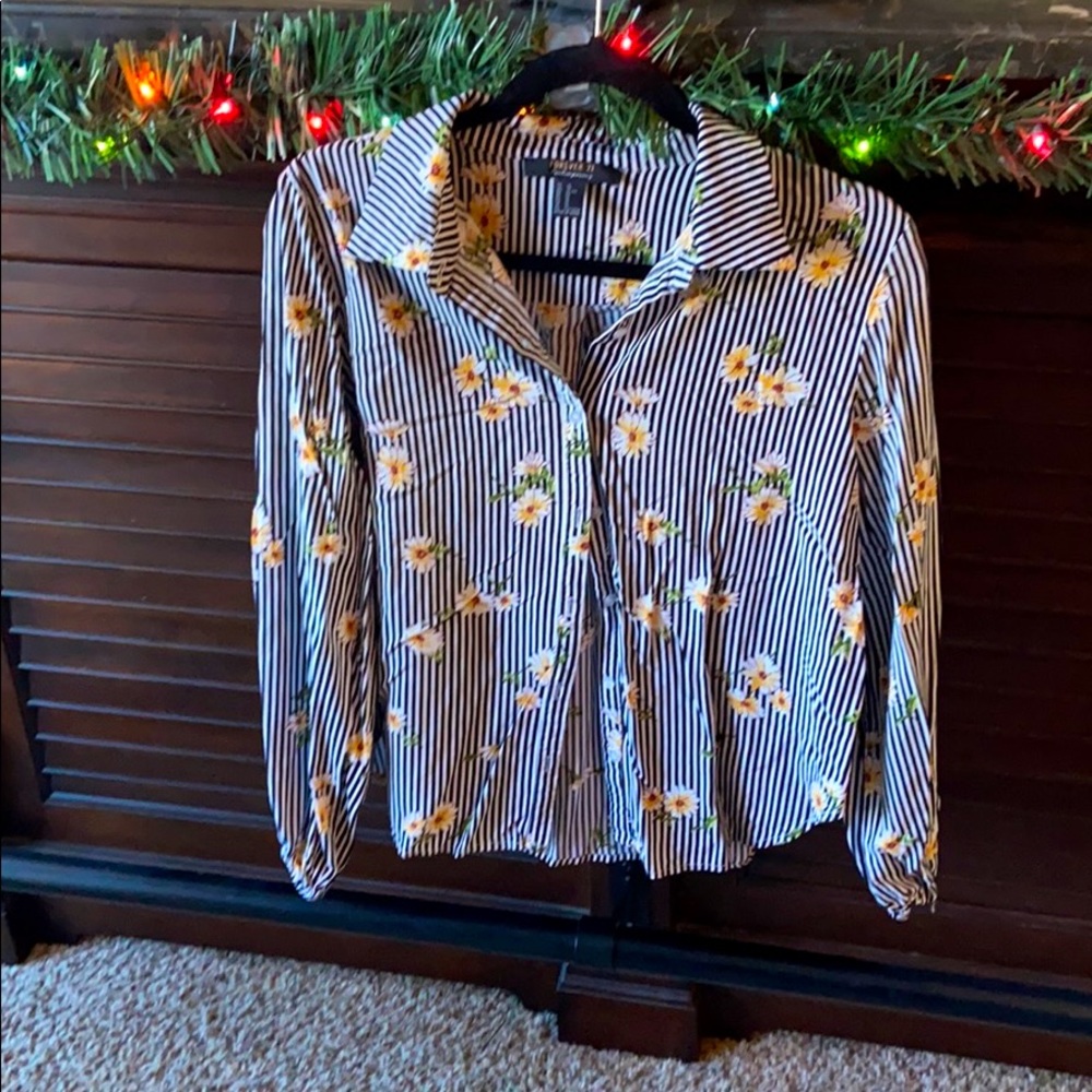 Striped floral blouse